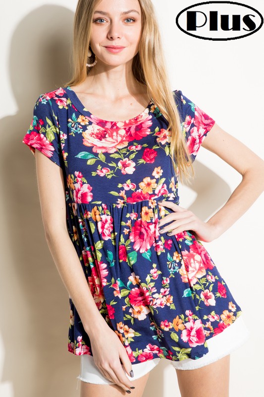 PLUS FLORAL PRINT BABY DOLL TOP