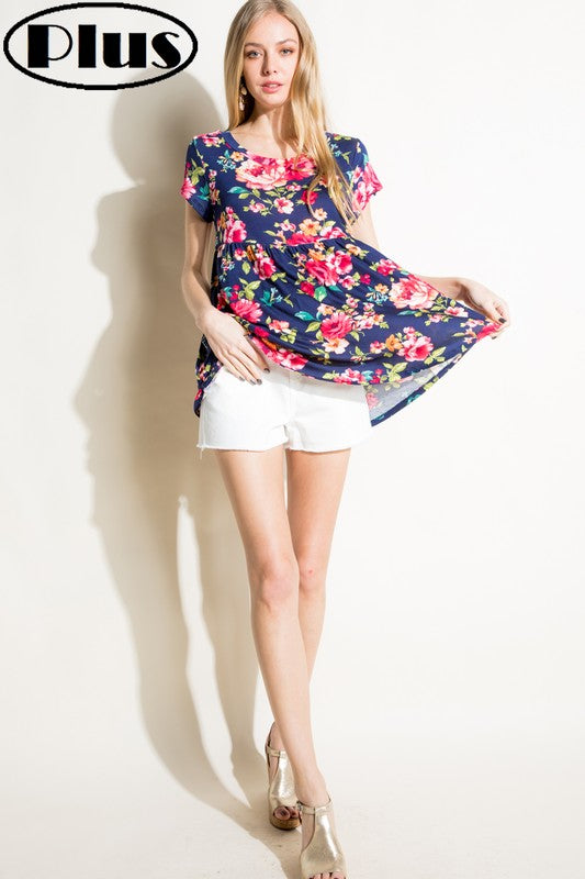 PLUS FLORAL PRINT BABY DOLL TOP